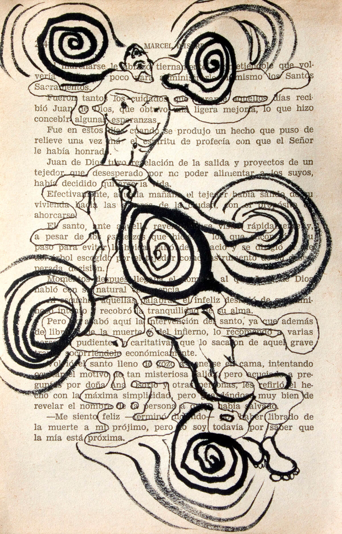 Tierna poco, 18,8 x 12 cm, ink on separate book page, 2015