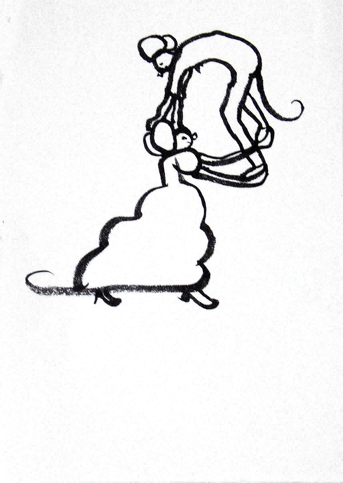 untitled (2 mice), 15 x 10 cm, ink on paper, 2003