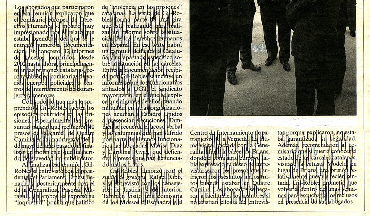 Los abogados, 12 x 21.5 cm, ink on newspaper, 2005