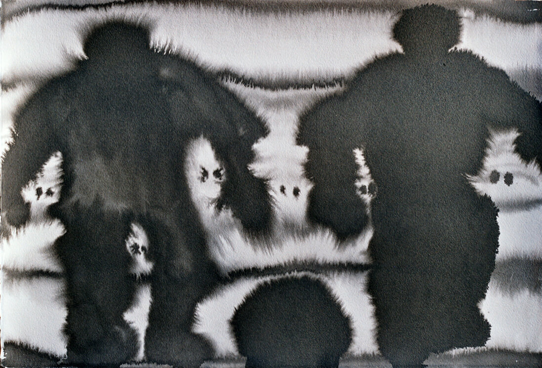 untitled (men, ghosts), 38,5 x 55 cm, ink on paper, 2005