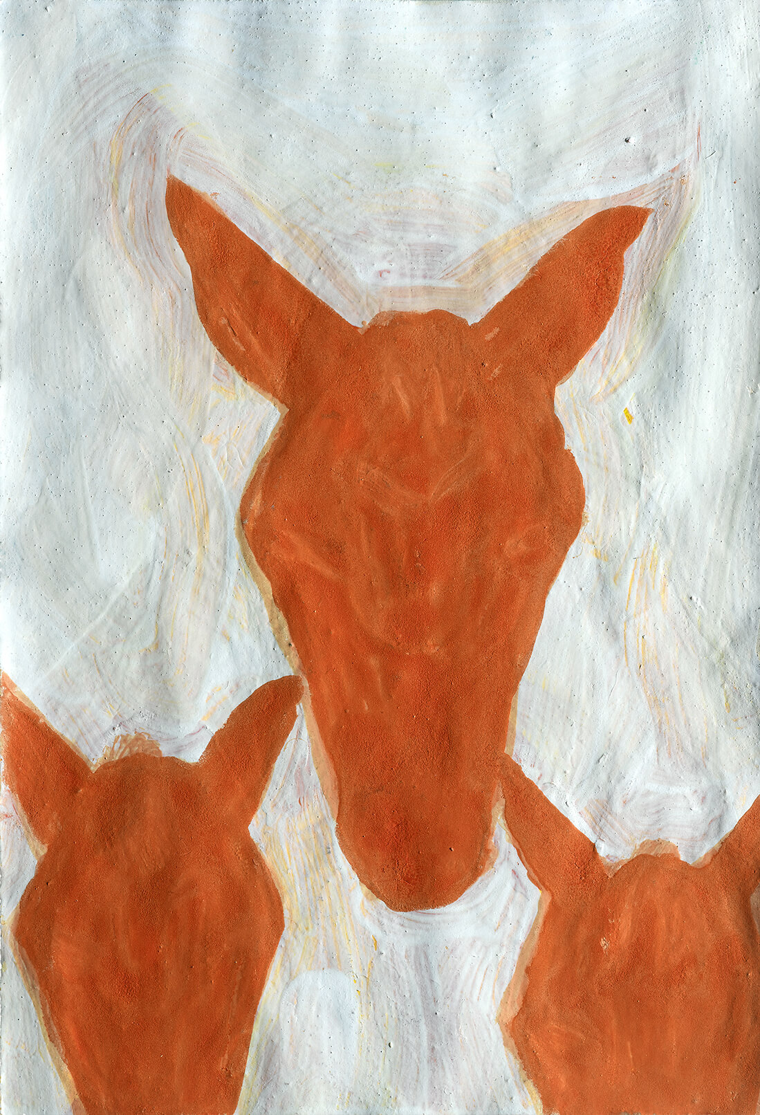 untitled (horse heads), 23 x 16 cm, egg tempera on paper, 2006