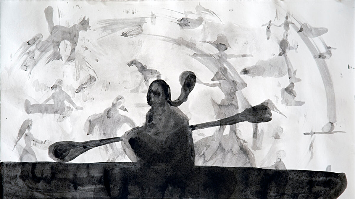 untitled (canoe), 28.5 x 50.5 cm, ink on paper, 2011