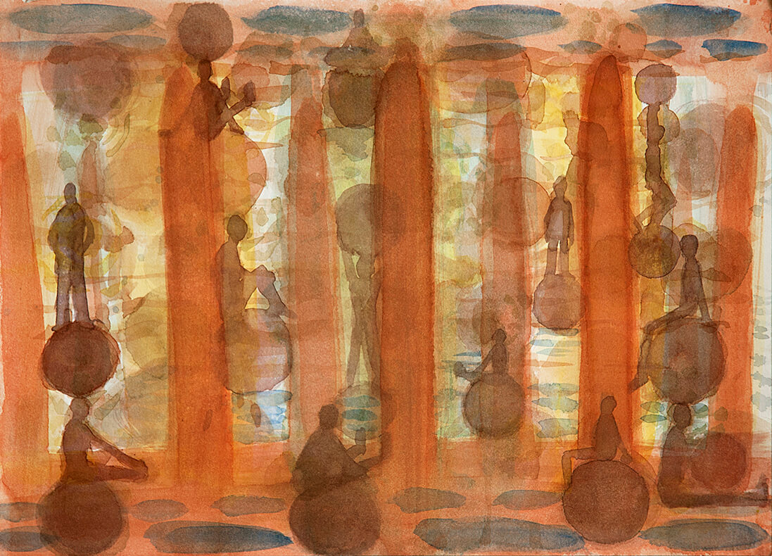 untitled (ball people), 26 x 36 cm, watercolor, 2012