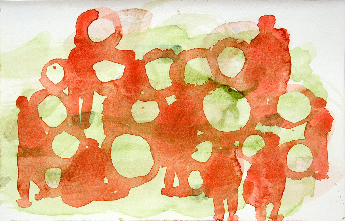 untitled (gente anillos, Tossal), 10 x 15 cm, watercolor, 2012