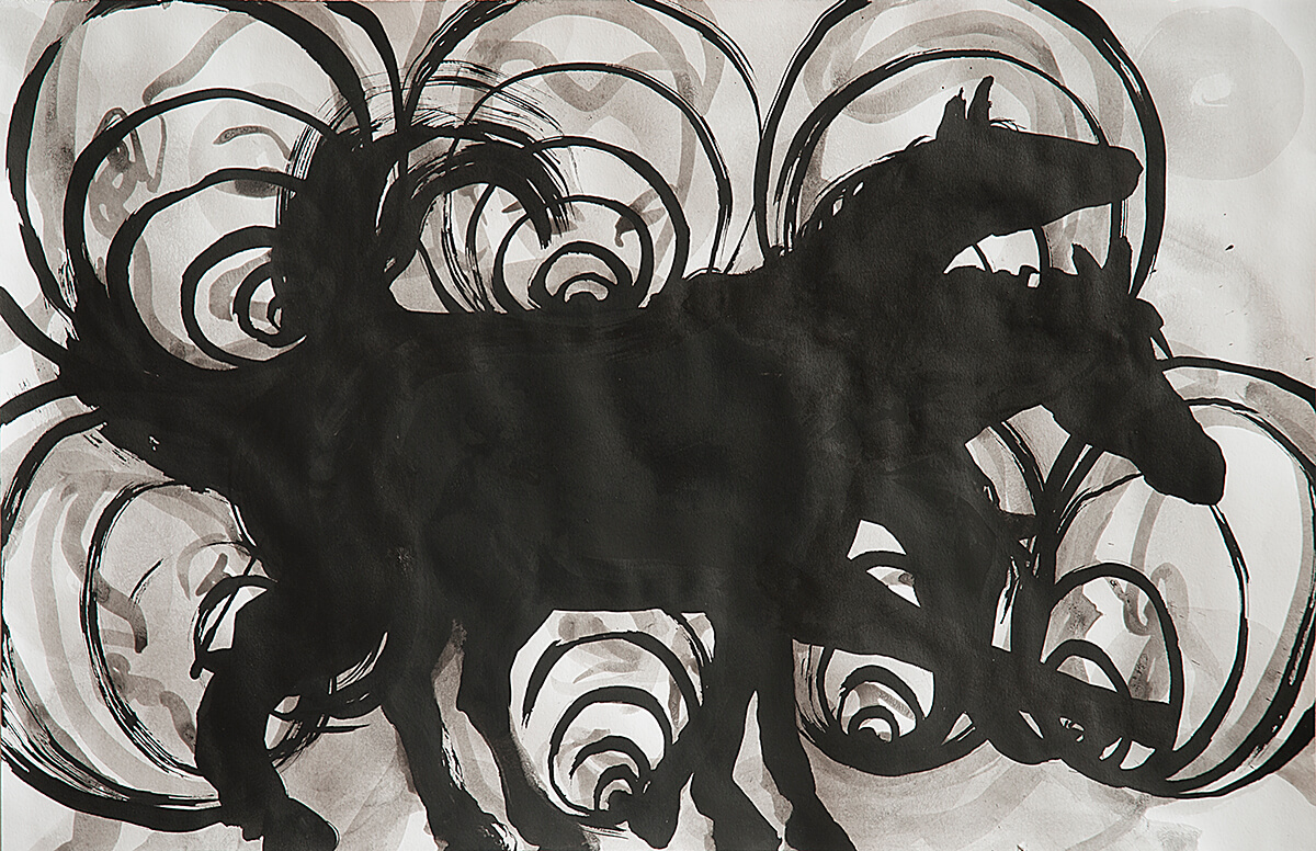 untitled (horse blowers), 32.5 x 49,5 cm, ink on paper, 2012