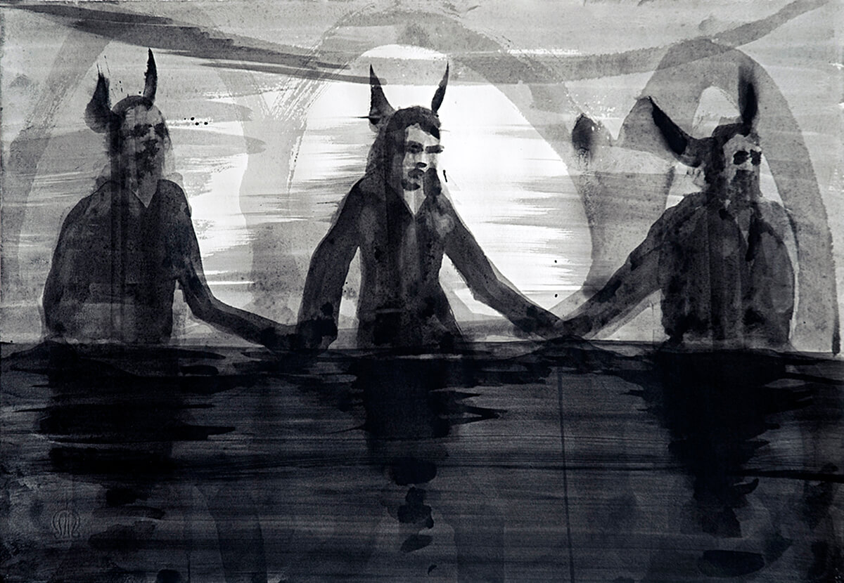 untitled (water trio), 35 x 50 cm, ink on paper, 2012
