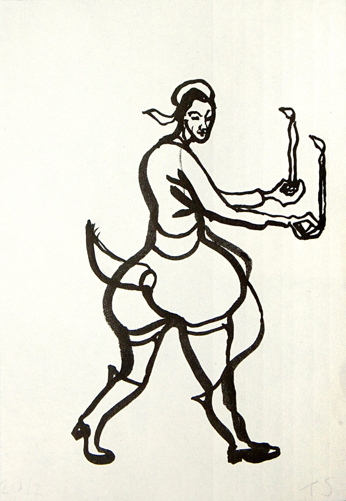 untitled (carrying candles), 16 x 11 cm, ink on paper, 2012