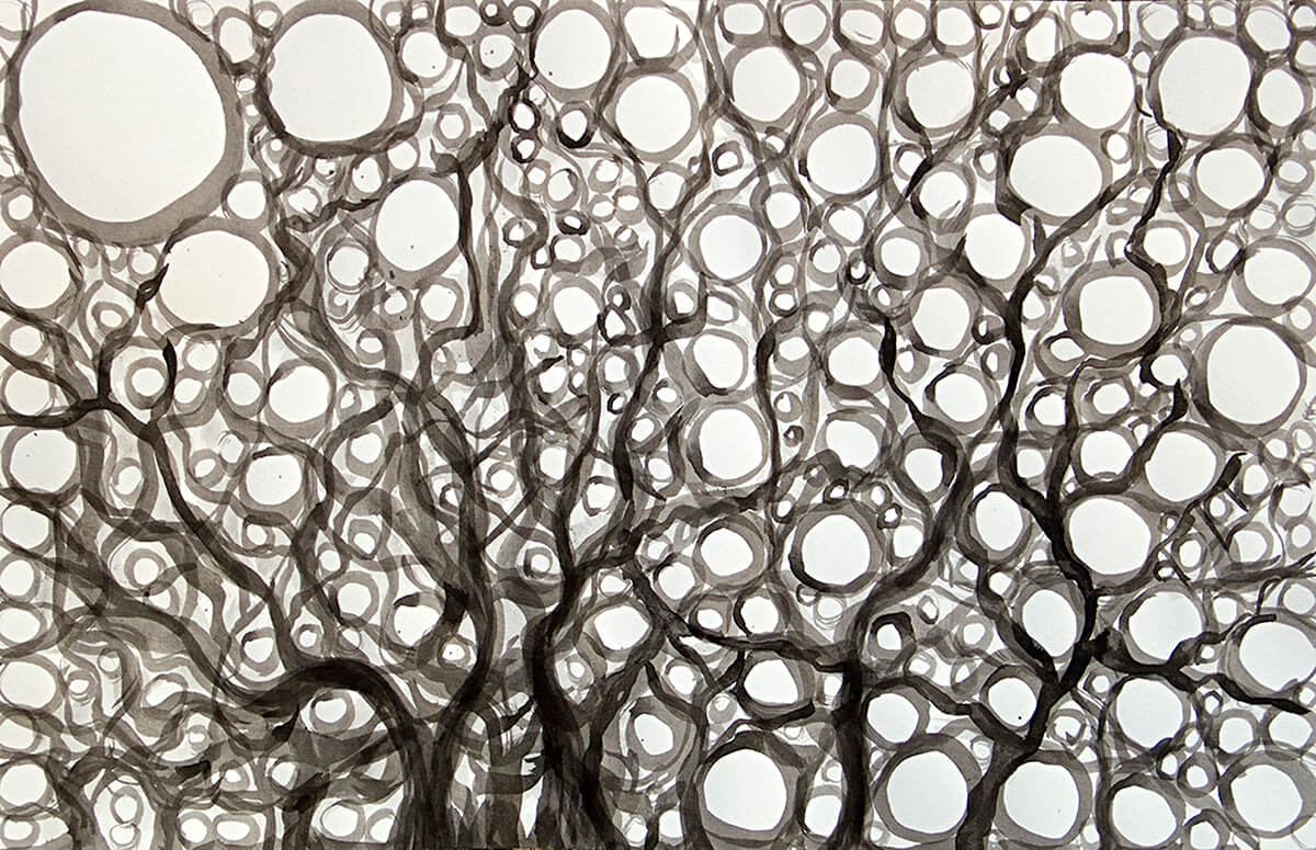 untitled (bubble trees), 32 x 50 cm, ink on paper, 2013