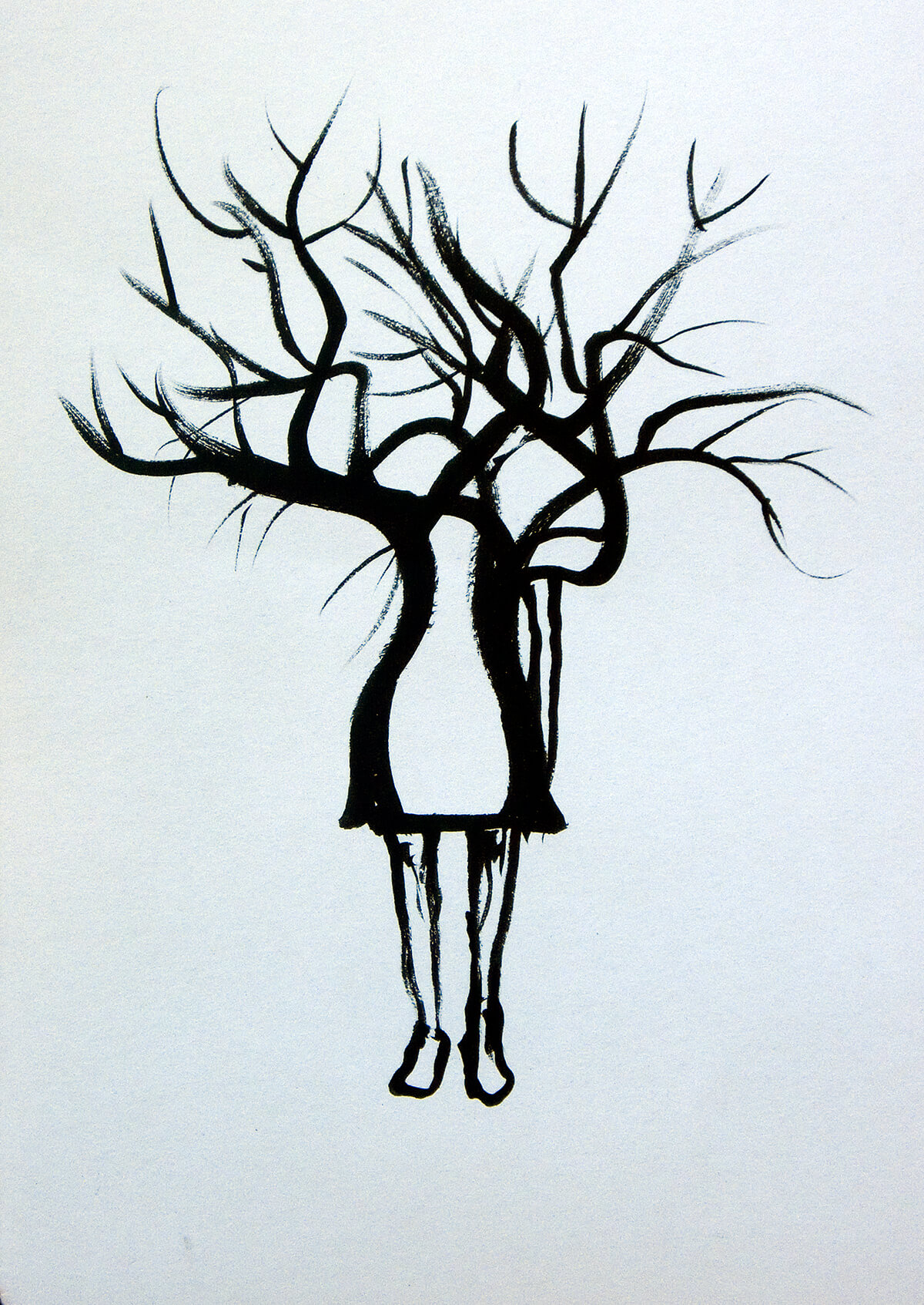 untitled (tree-woman), 15 x 10 cm, ink on paper, 2014