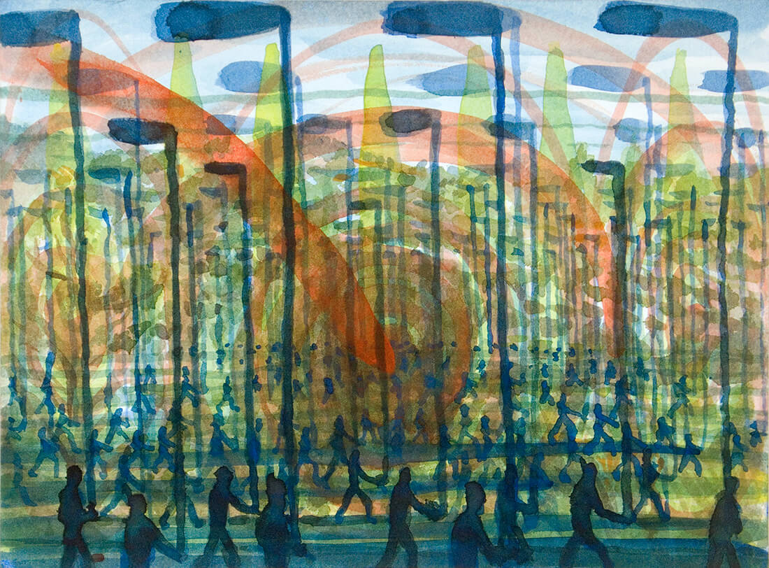 untitled (flag mass), 23 x 31 cm, watercolor, 2015

