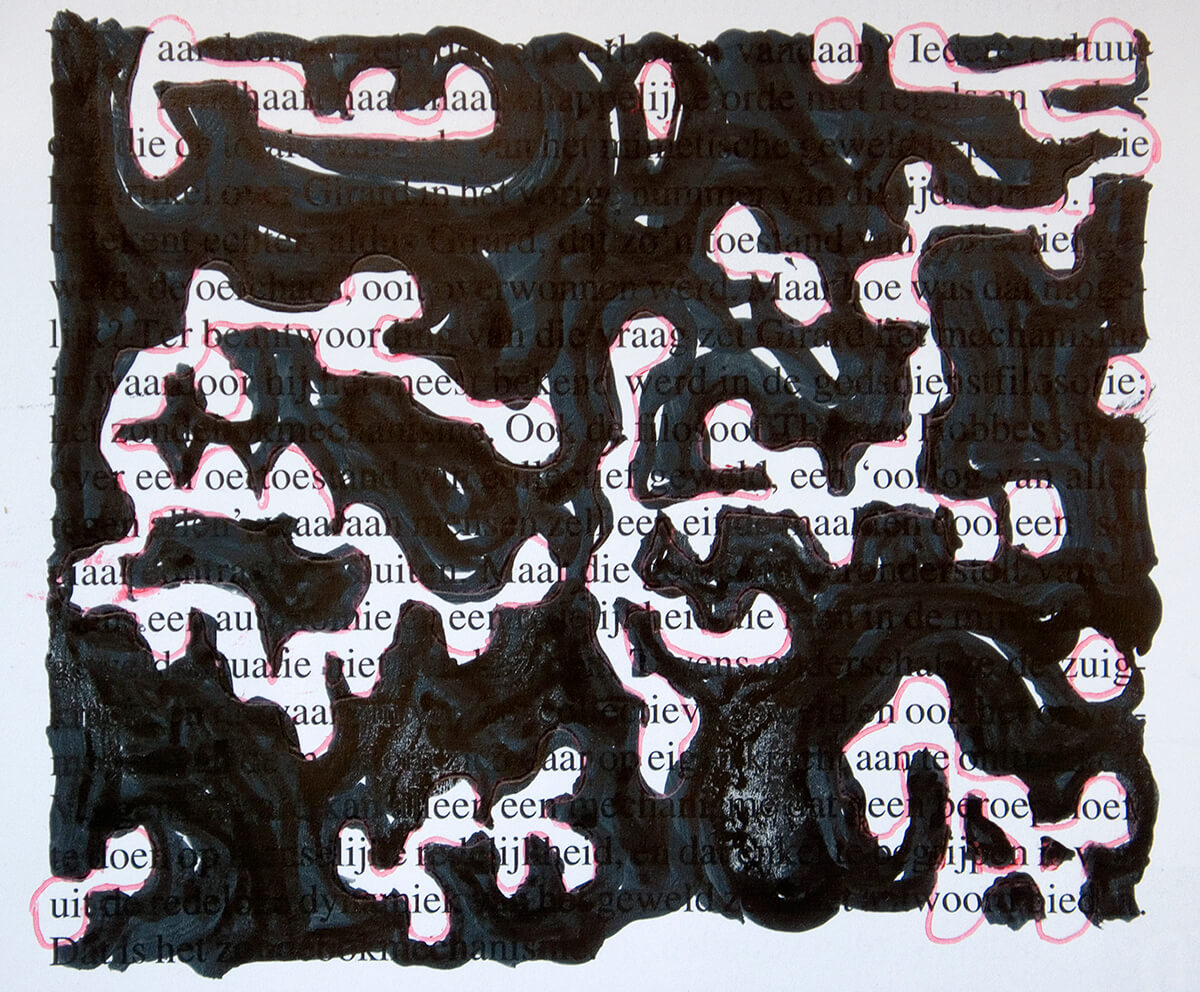 Aa-aa-Ie. 8,5 x 10 cm, ink on newspaper, 2015