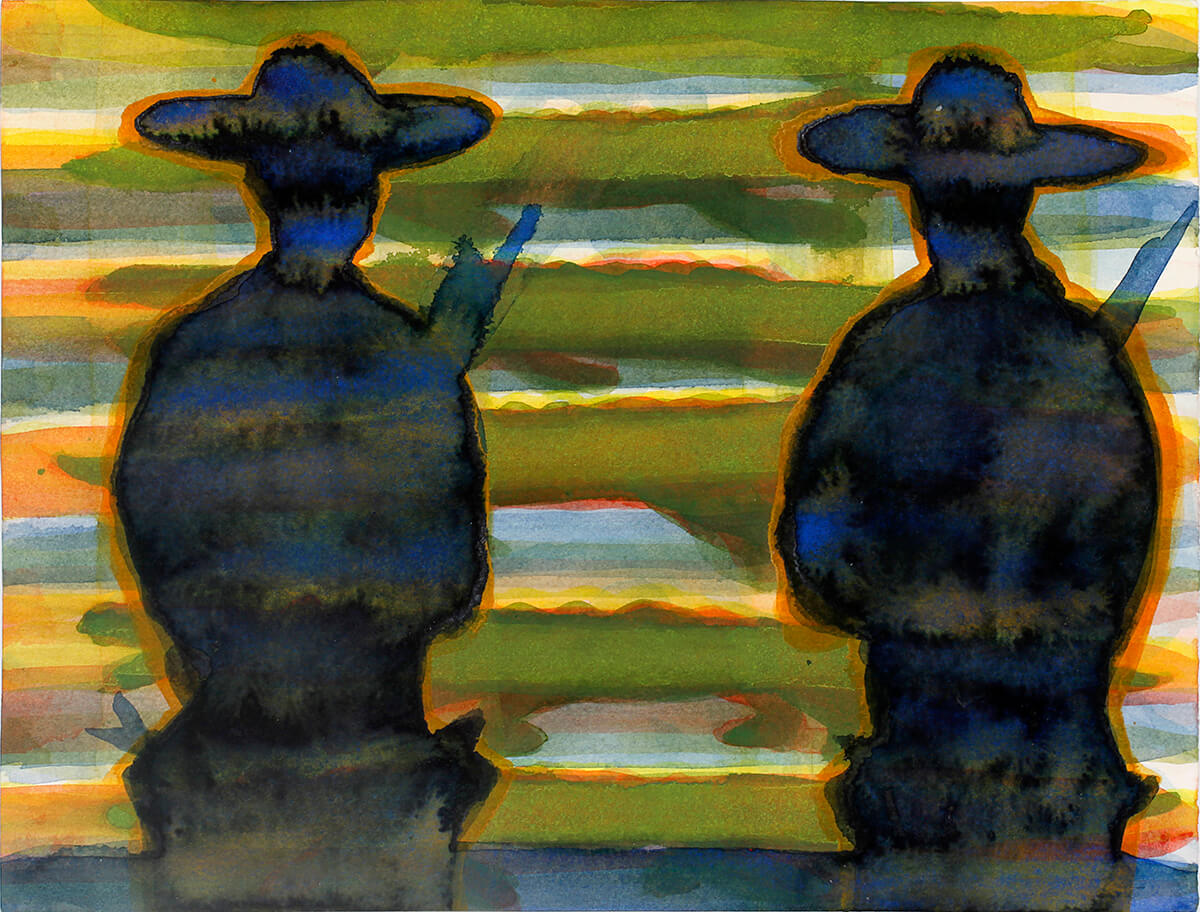 Untitled (guards), 2019, watercolour, 23,5 x 36 cm