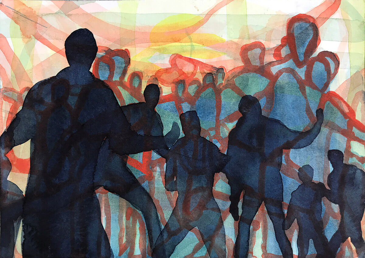 Untitled (protest), 2020, watercolour, 18 x 25,5 cm