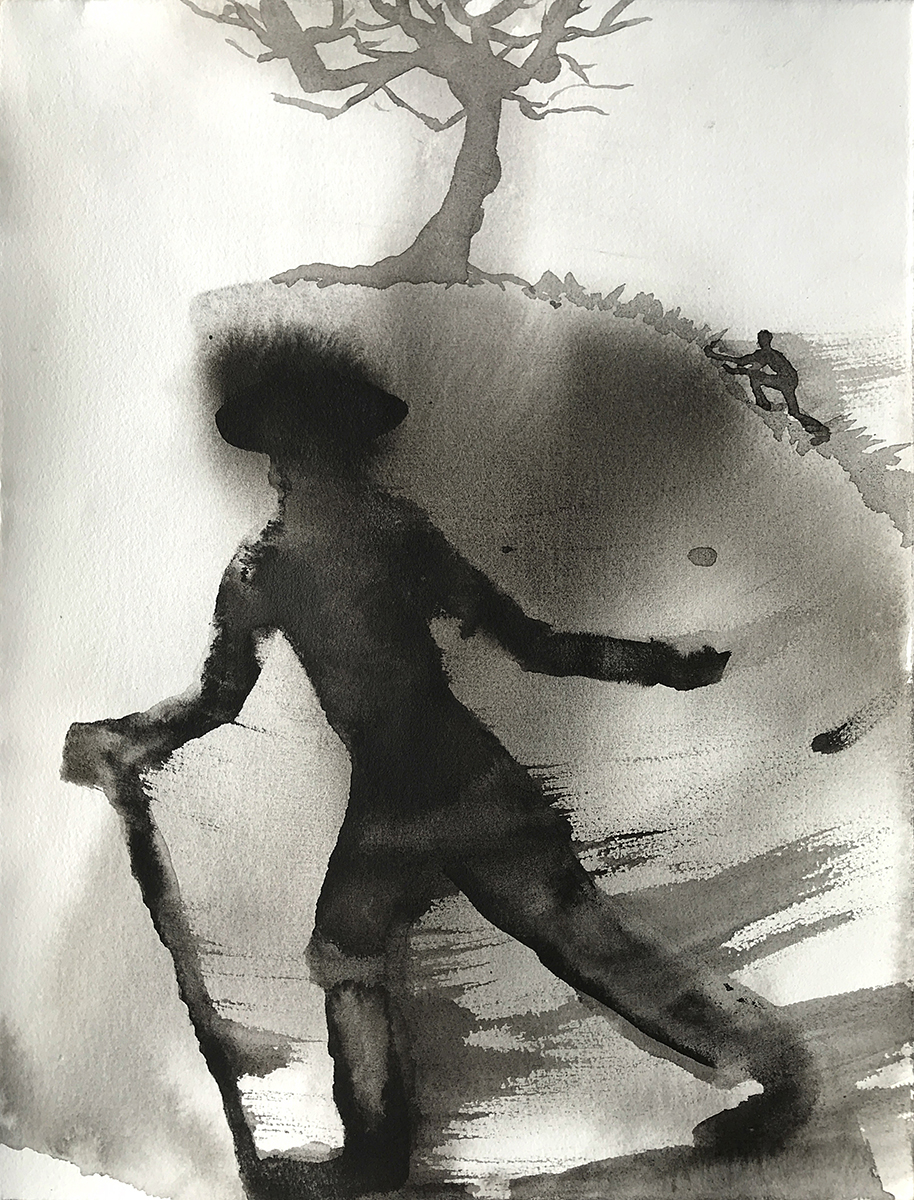 Untitled (wanderer), 2021, ink on paper, 33 x 25 cm