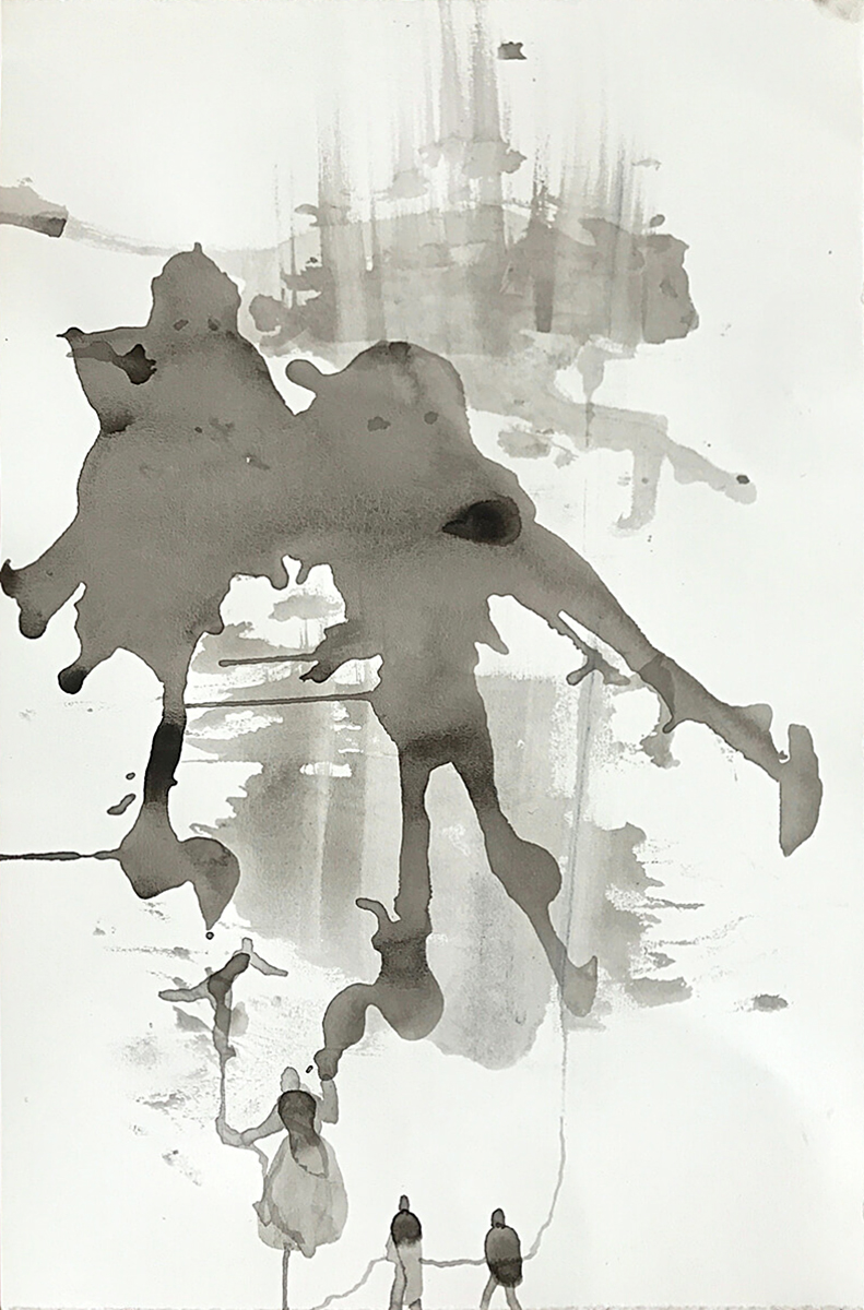 Untitled (companions), 2022, Chinese ink on watercolor paper, 57 x 38,5 cm