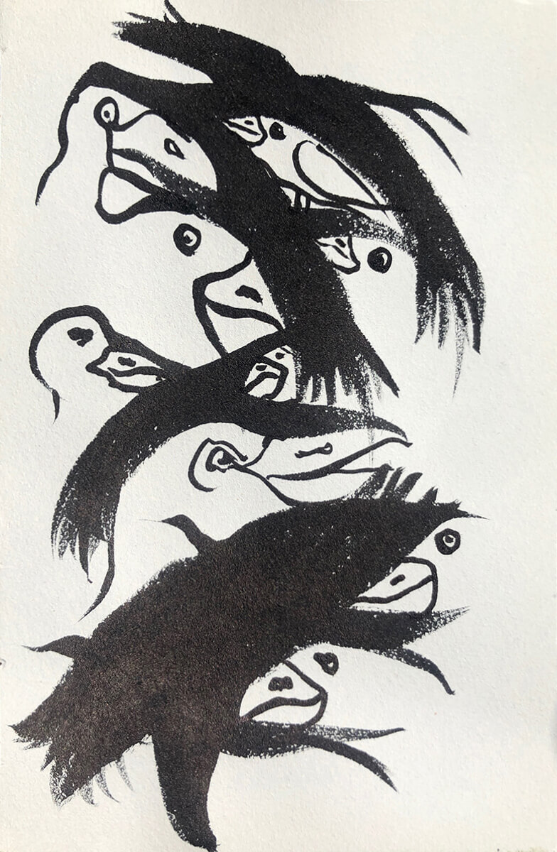 Untitled (birds), 2023, Chinese ink on paper, 15 x 10 cm