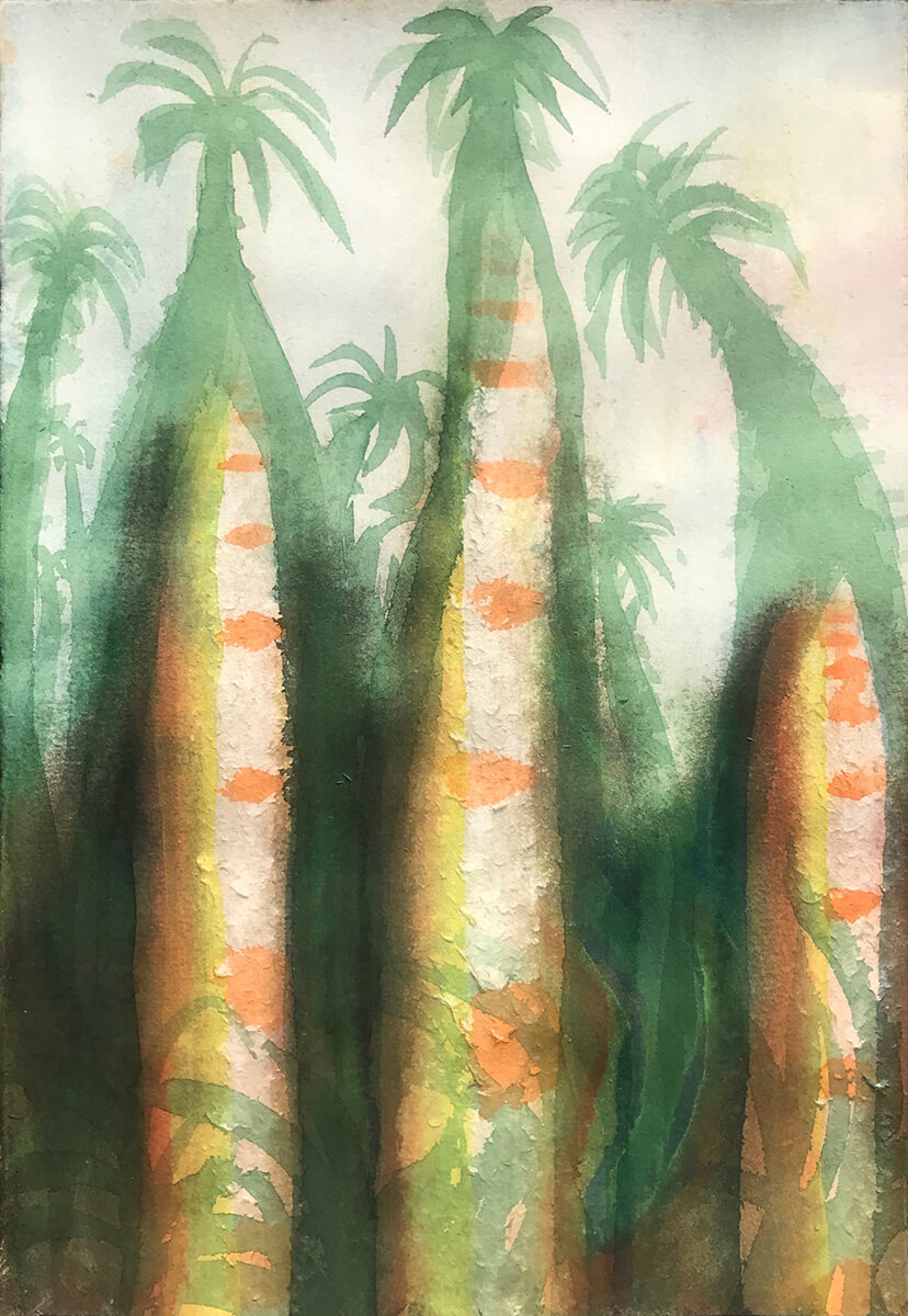Untitled (palmtrees), 2021, watercolor, 27,5 x 19 cm
